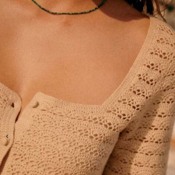 Sezane Cassey Crochet Dress  Solidarity Creation Cream Sz M - Picture 2 of 8